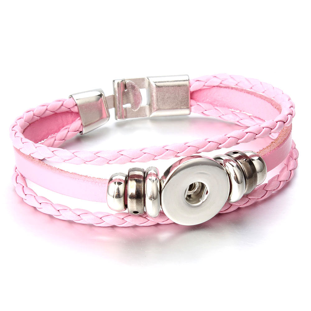 Luna Multi-Strand 18mm Snap Wrap Bracelet – Customizable Braided Leather - Truly Yours