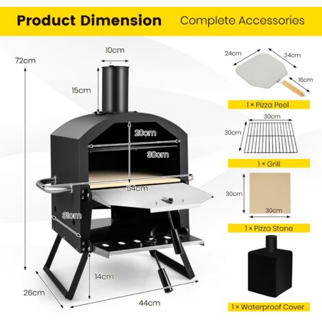 Outdoor Pizza Oven Wood Fired Pizza Maker Chimney Pizza Peel Stone Cooking Grill - Truly Yours