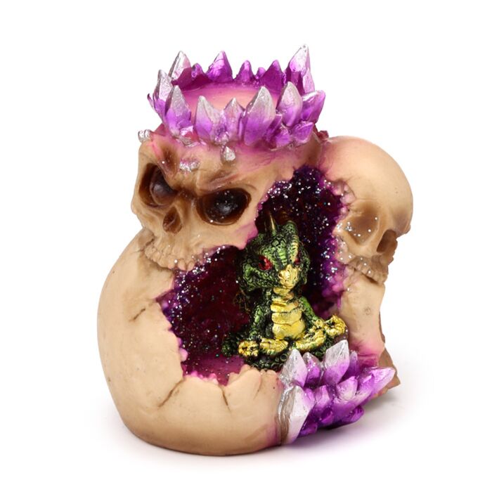 Tea Light Candle Holder - Elements Baby Dragon Crystal Skull Cave Tea light holder