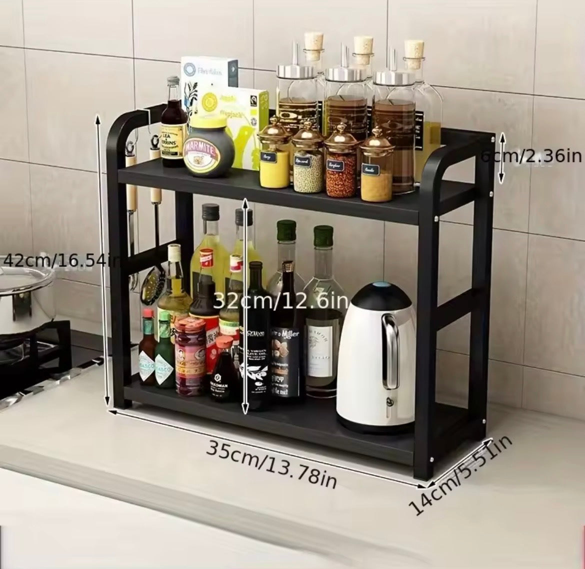 2 Tier metal countertop shelf Storage