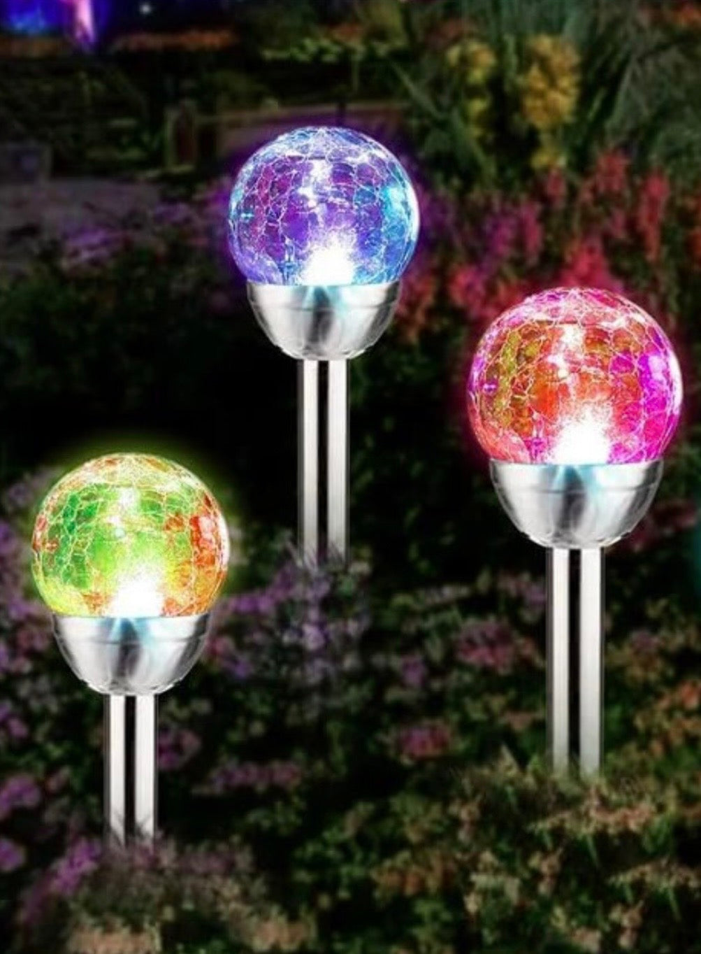 Solarize® 3 Pack Solar Cracked Glass Ball Lights Garden lights