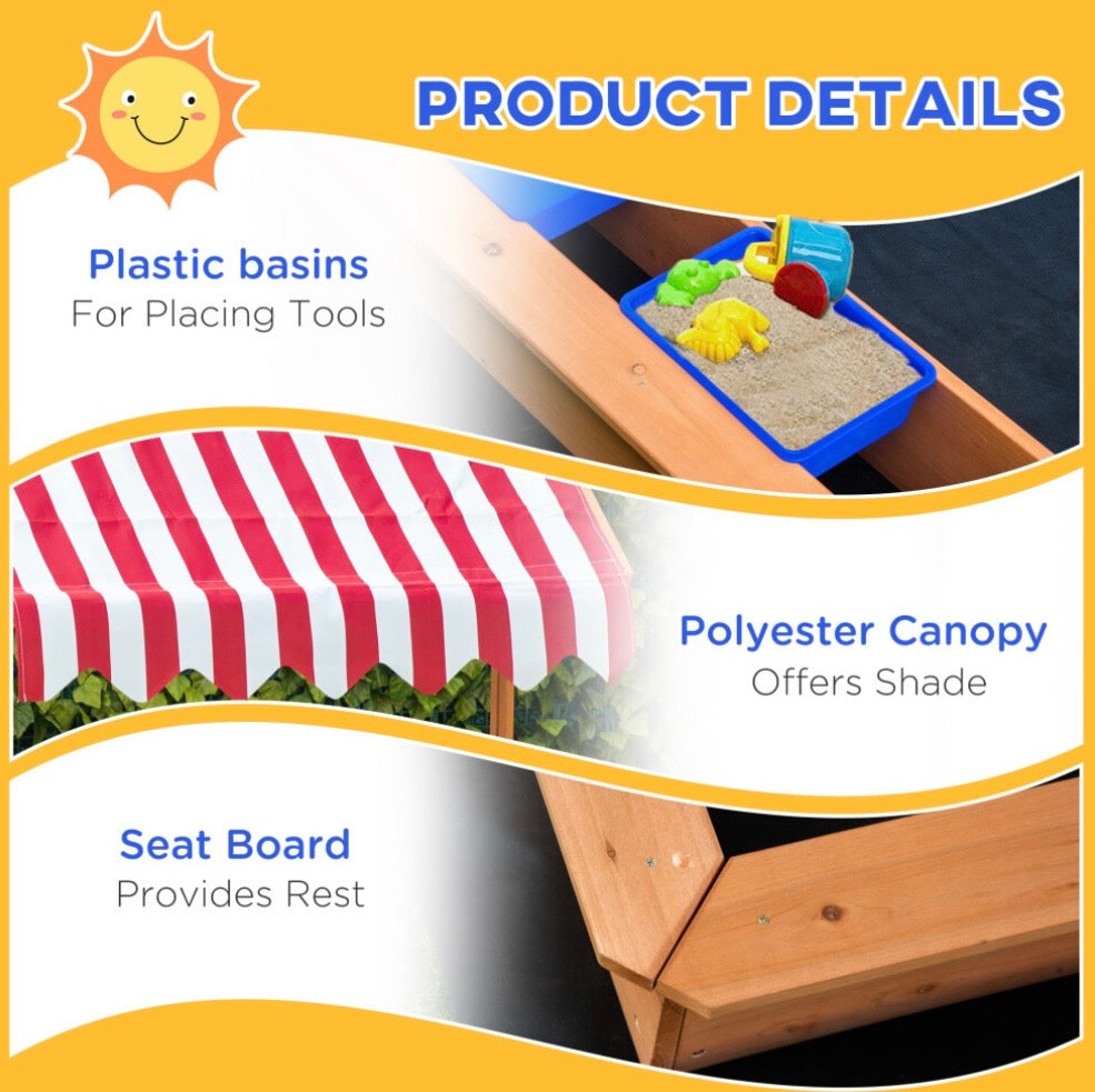 Outsunny Kids Wooden Sandbox Sand Pit Outdoor toys