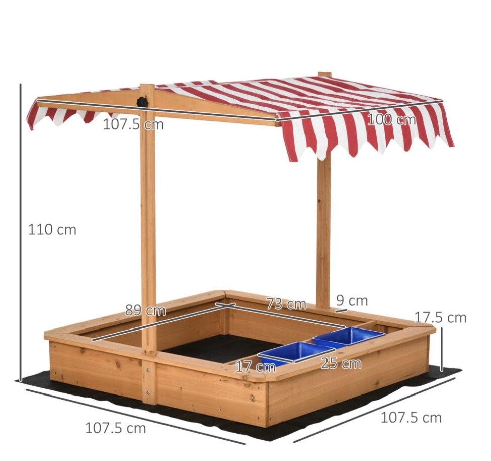Outsunny Kids Wooden Sandbox Sand Pit Outdoor toys