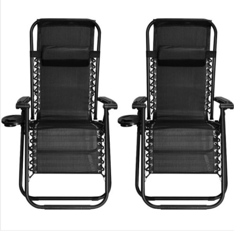 Alivio Zero Gravity Chair Sunloungers with phone & Cup Holder (Black) - Truly Yours