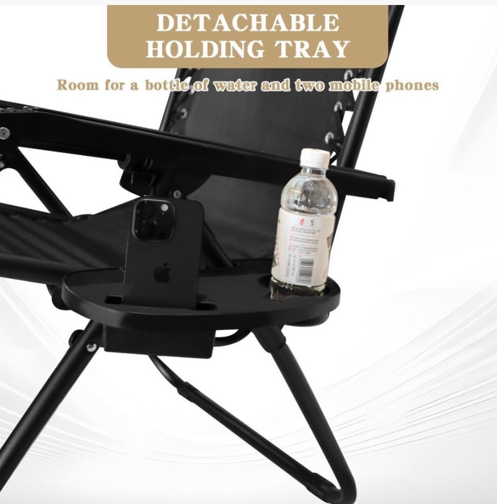 Alivio Zero Gravity Chair Sunloungers with phone & Cup Holder (Black) - Truly Yours