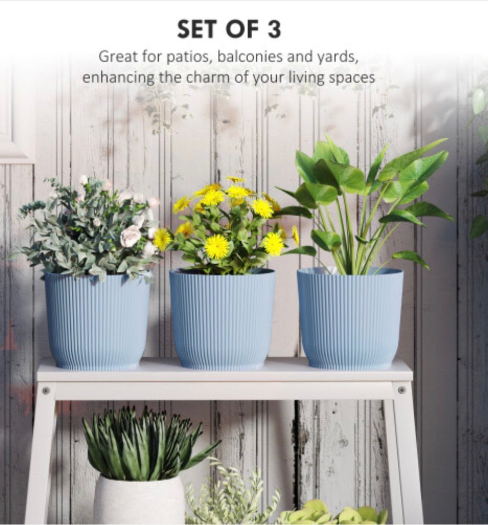 Set of 3 Round Plant Pots Outdoor 22cm - Truly Yours