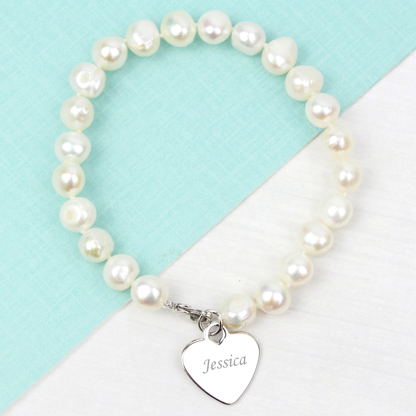 Personalised White Freshwater Pearl Scripted Name Bracelet - Truly Yours