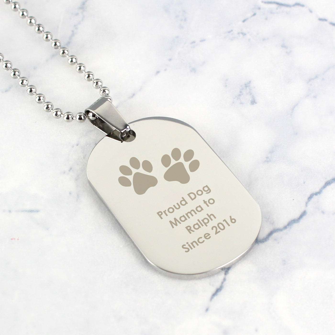 Personalised Paw Prints Stainless Steel Dog Tag Necklace - Truly Yours
