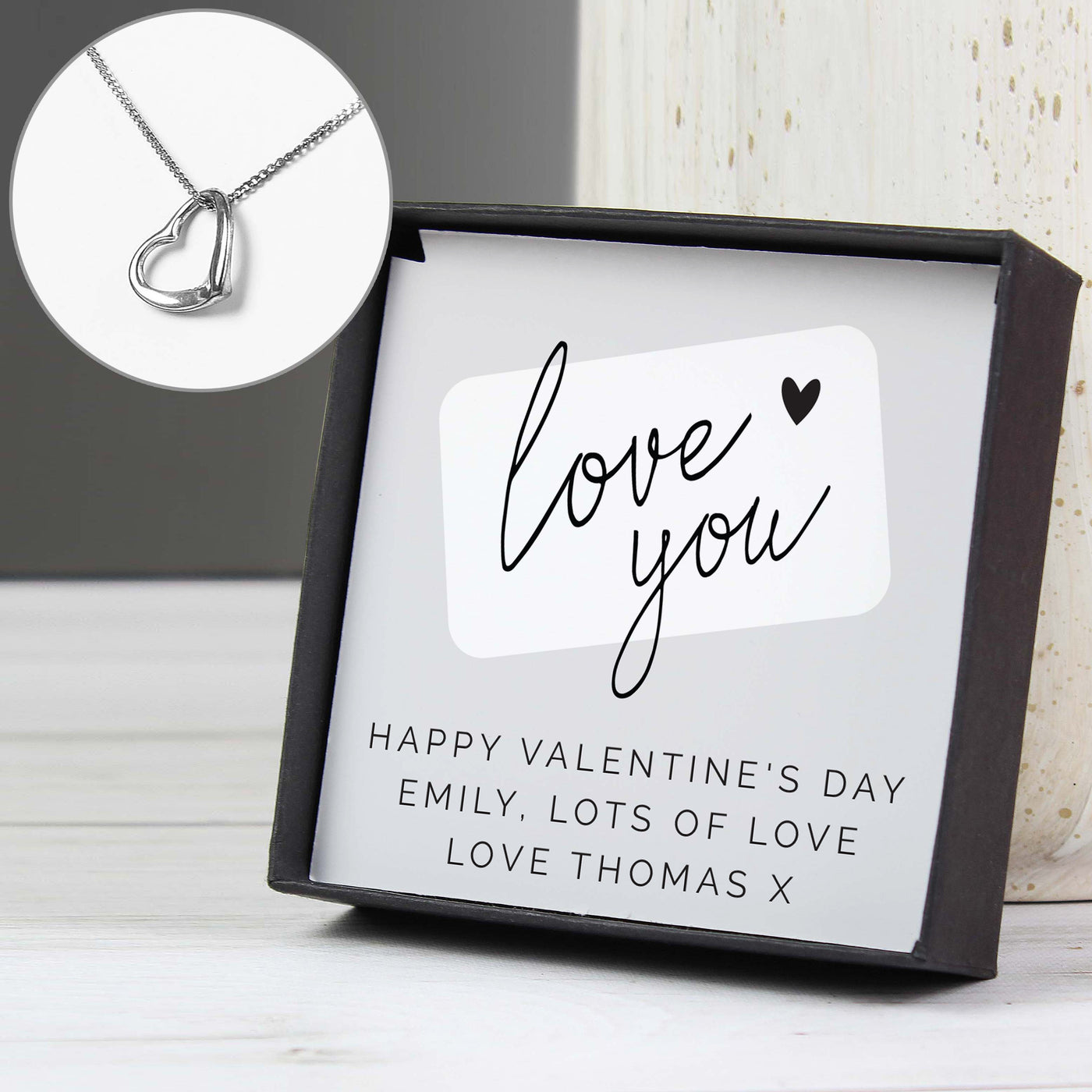 Personalised Love you Sterling Silver Heart Necklace and Box - Truly Yours