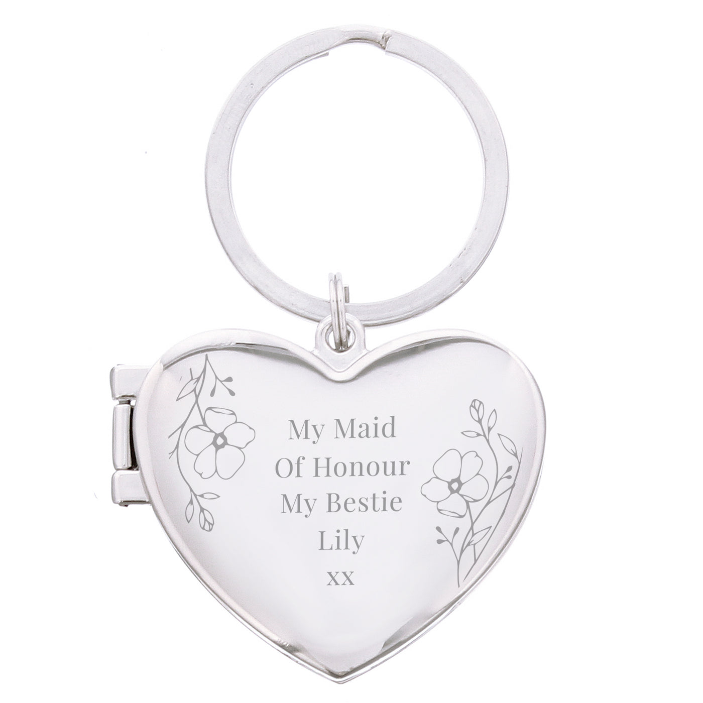Personalised Floral Heart Photo Frame Keyring - Truly Yours