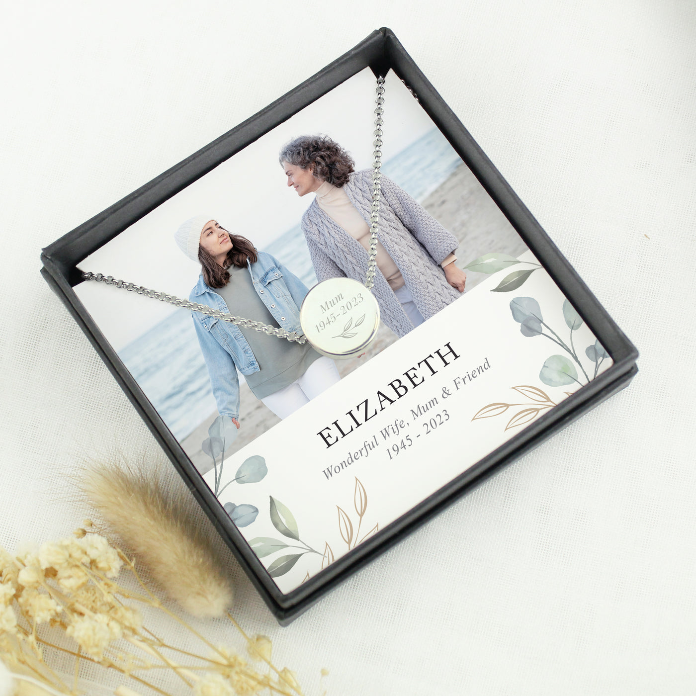 Personalised Botanical Photo Upload Necklace and Box - Truly Yours