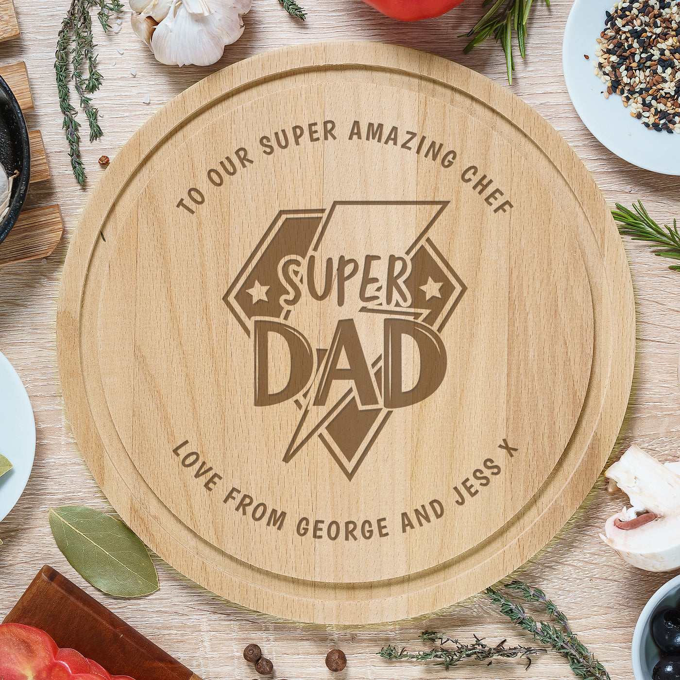 Personalised Super Dad Chopping Board - Truly Yours