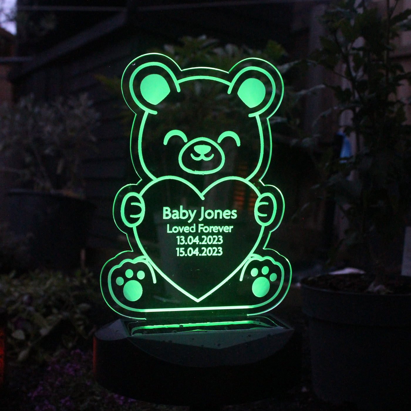 Personalised Bear Memorial Outdoor Solar Light Led light