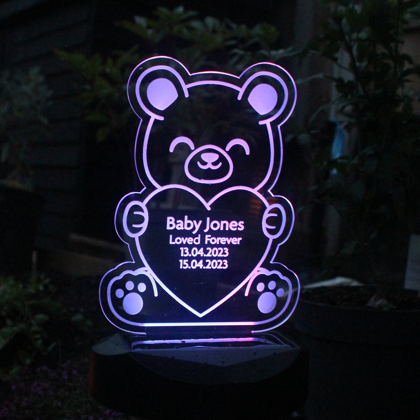 Personalised Bear Memorial Outdoor Solar Light Led light