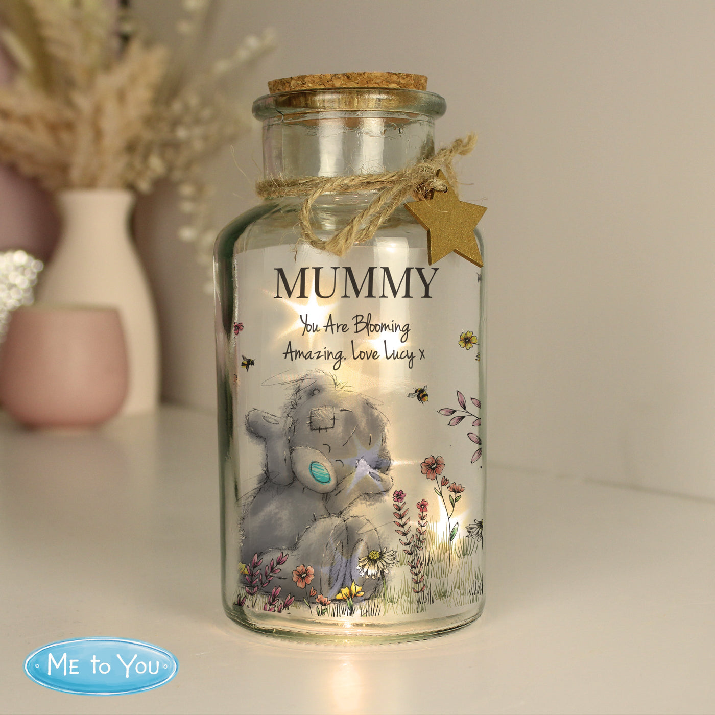 Personalised Me to You Floral LED Glass Jar Led light