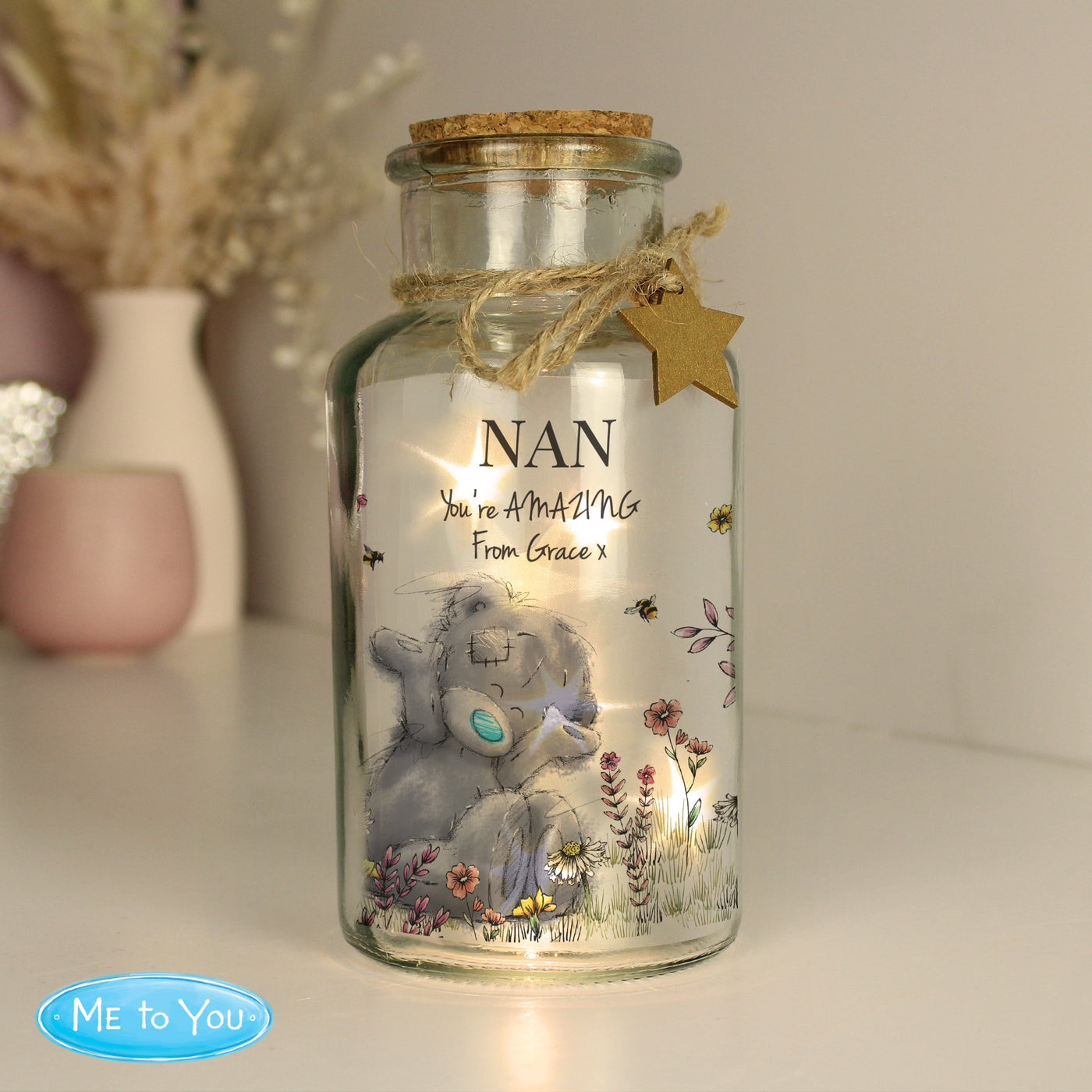 Personalised Me to You Floral LED Glass Jar Led light