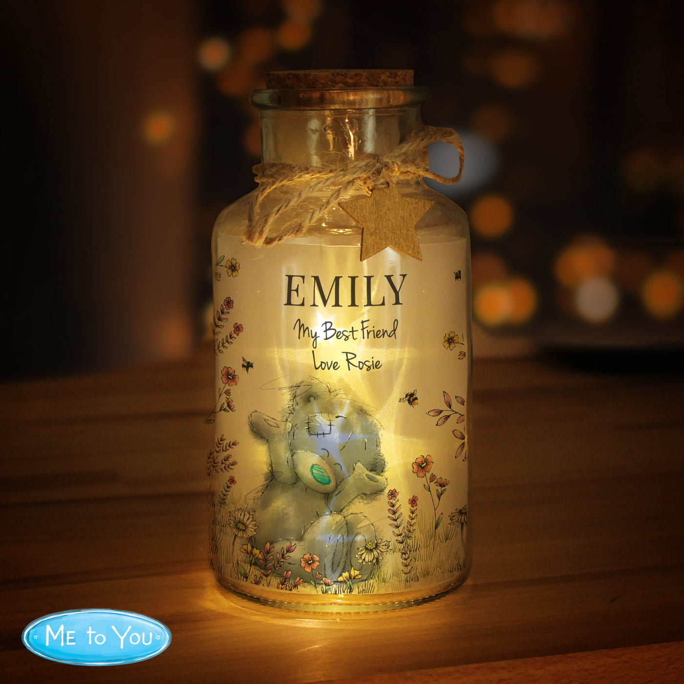 Personalised Me to You Floral LED Glass Jar Led light