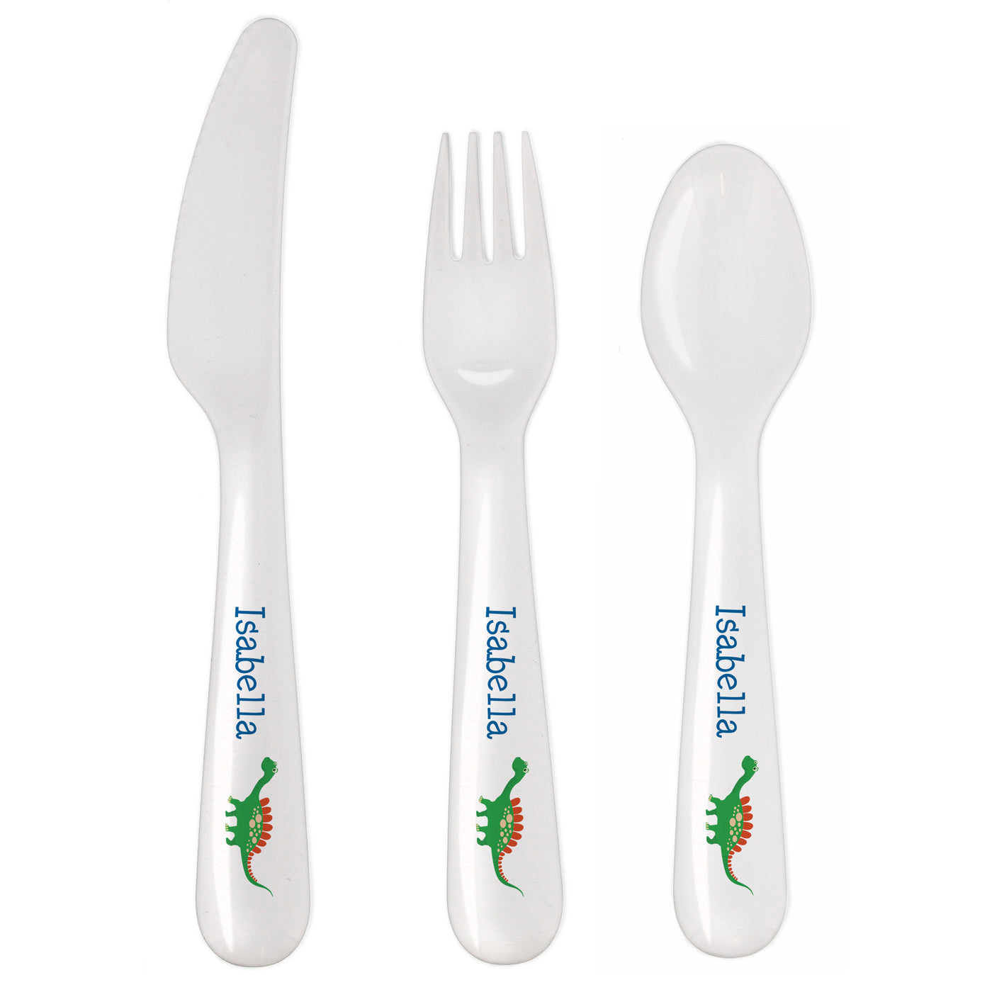 Personalised Dinosaur 3 Piece Plastic Cutlery Set - Truly Yours