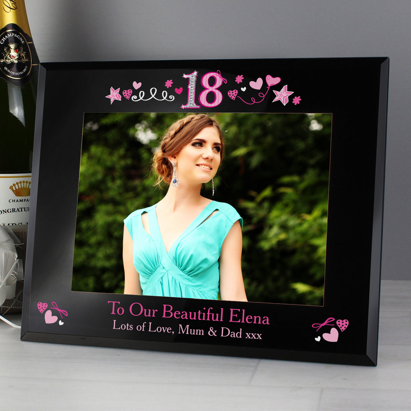 Personalised 18th Birthday Black Glass 5x7 Frame - Truly Yours