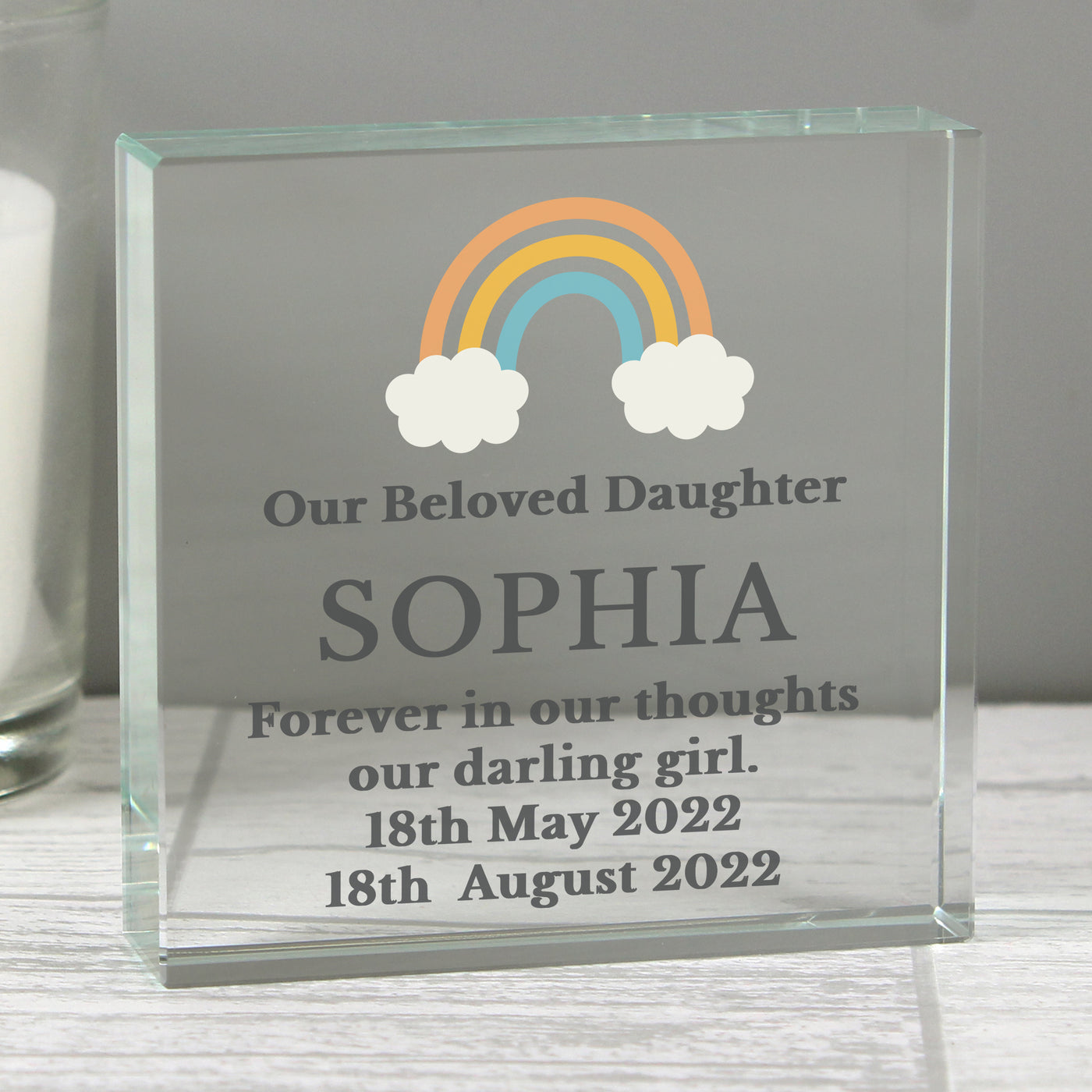 Personalised Rainbow Memorial Crystal Token - Truly Yours