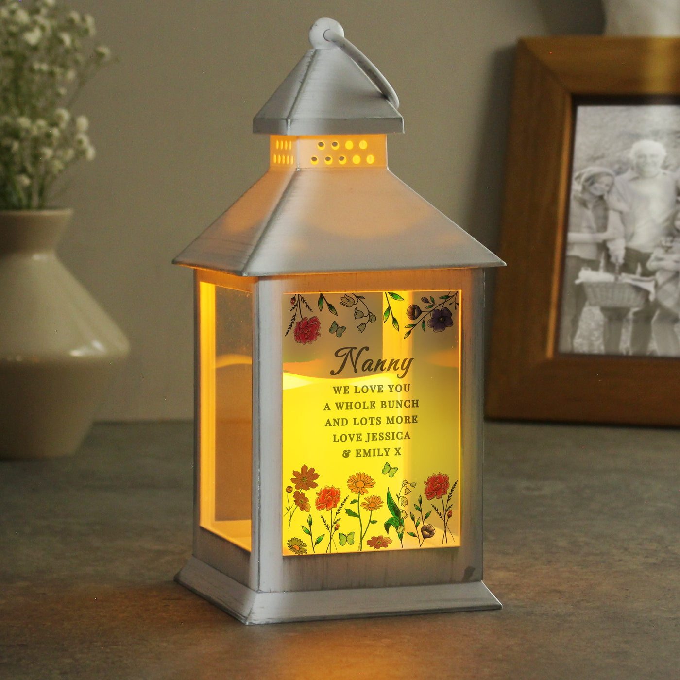Personalised Wild Flowers LED Lantern Led light