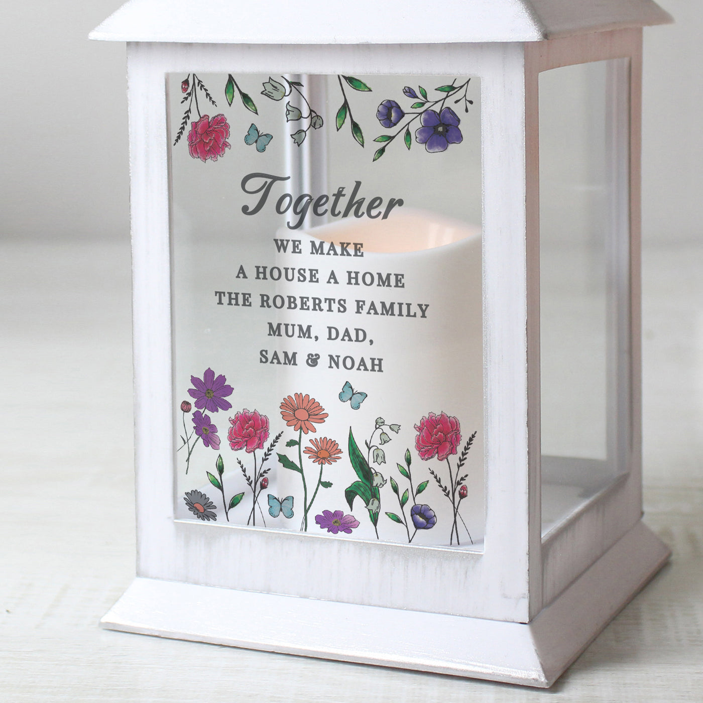 Personalised Wild Flowers LED Lantern Led light