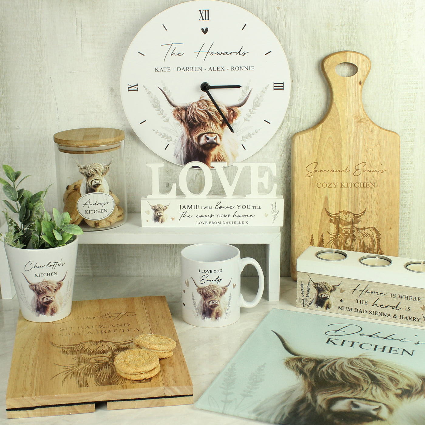 Personalised Highland Cow Hanging Heart Ornament - Truly Yours