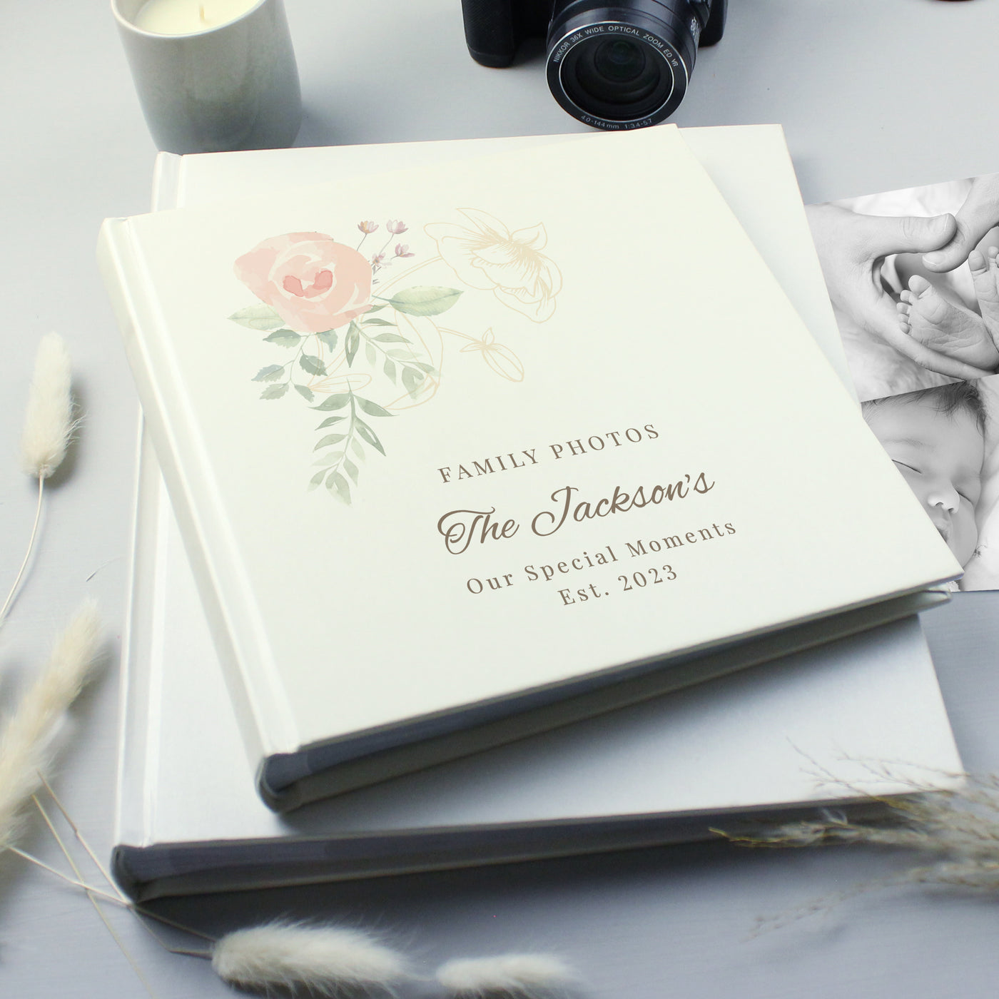 Personalised Floral Square Photo Album - Truly Yours