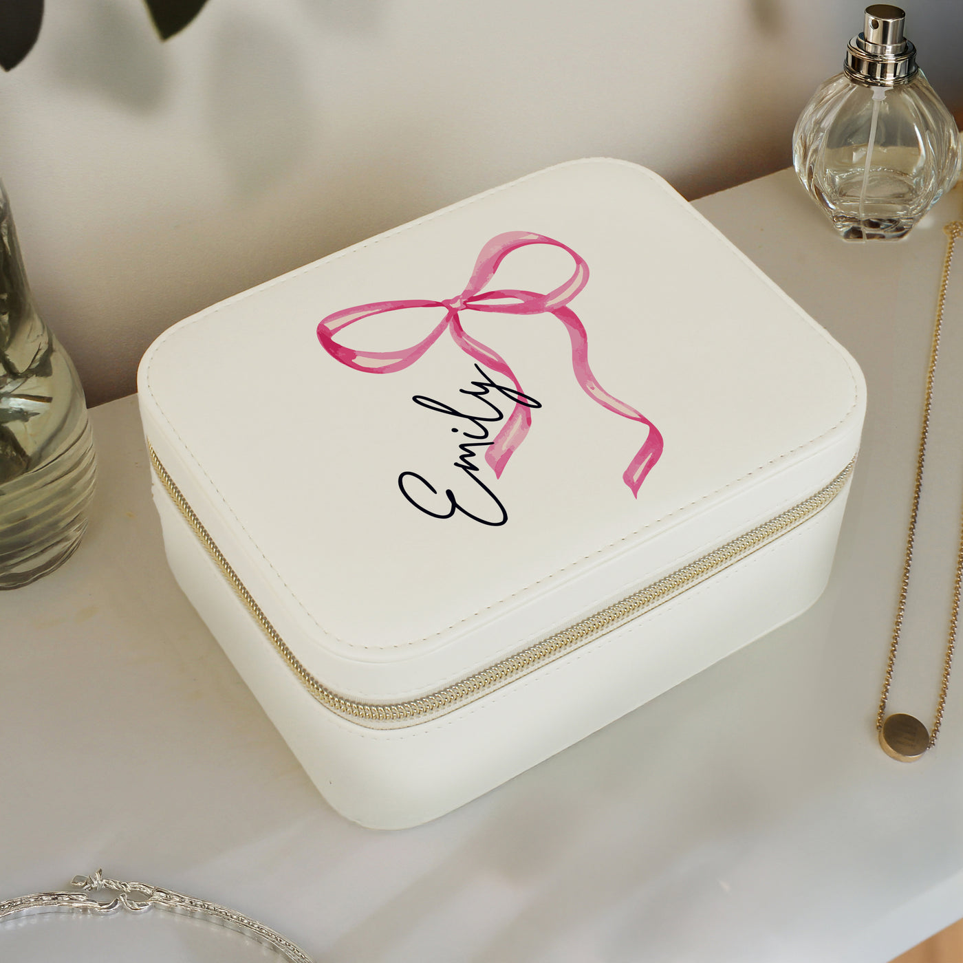Personalised Bow Travel Jewellery Box - Truly Yours