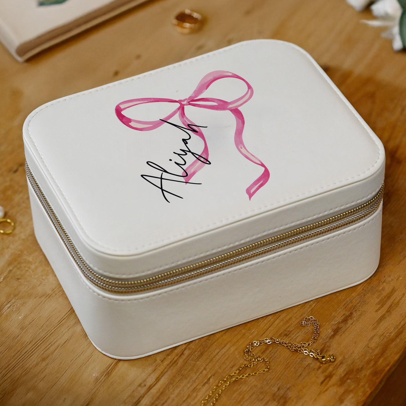 Personalised Bow Travel Jewellery Box - Truly Yours