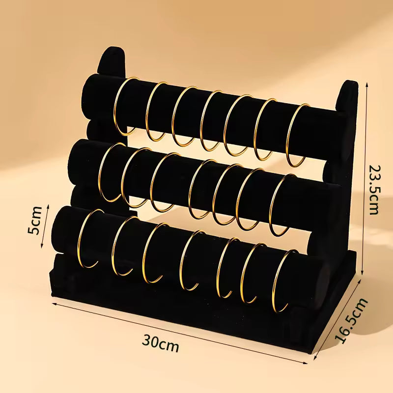 Elegant Velvet Three-Layer Bracelet Display Stand - Truly Yours