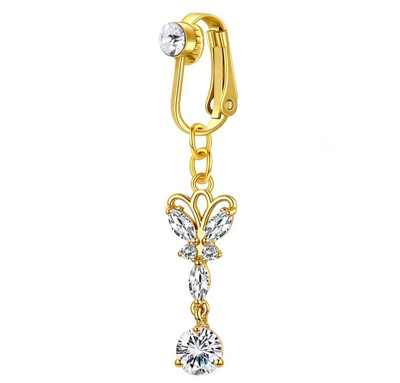Crystal-Embedded Fake Navel Clips - Truly Yours