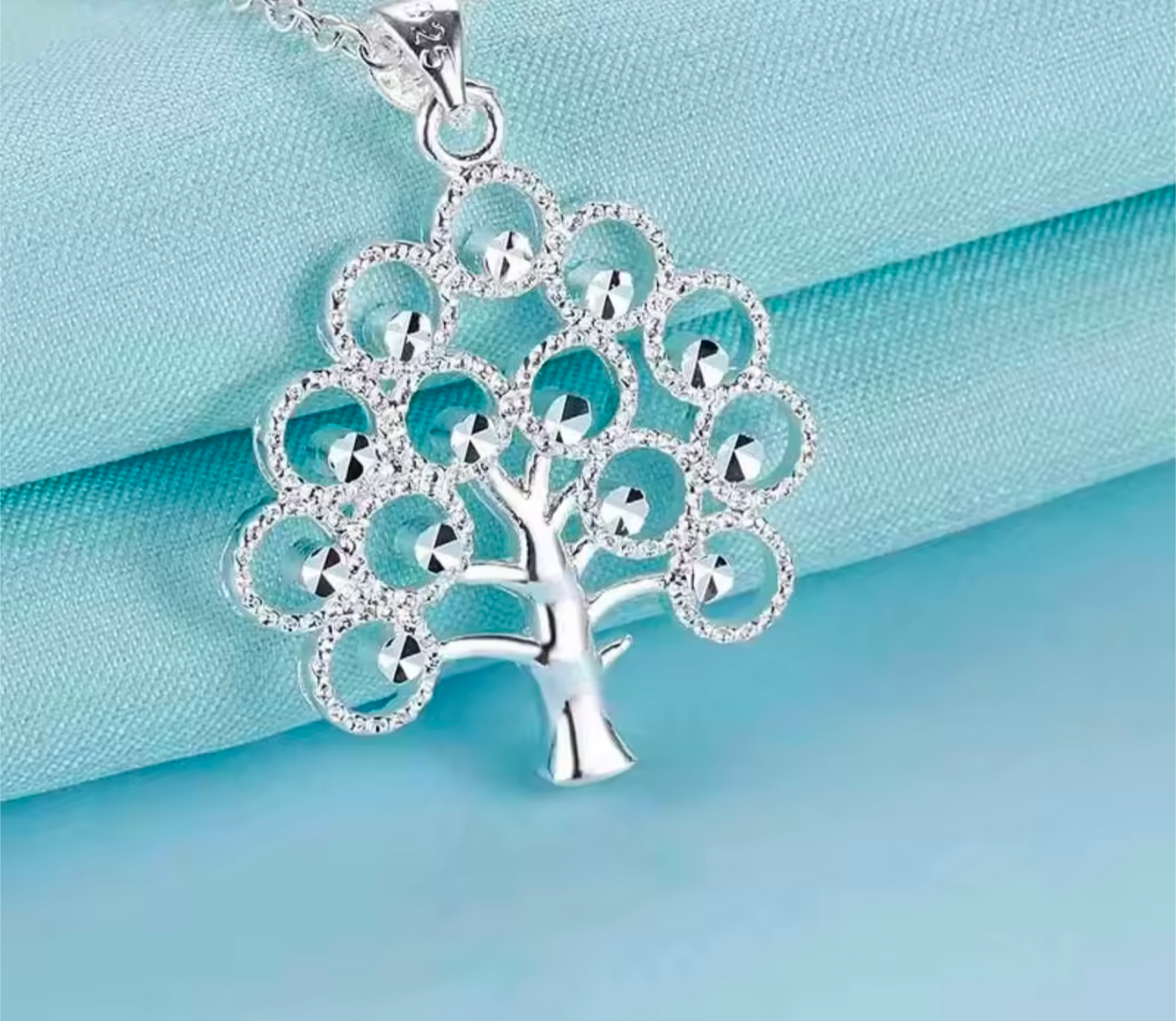 Sterling Silver Sparkling Tree of Life Necklace – 45cm Elegant Pendant - Truly Yours