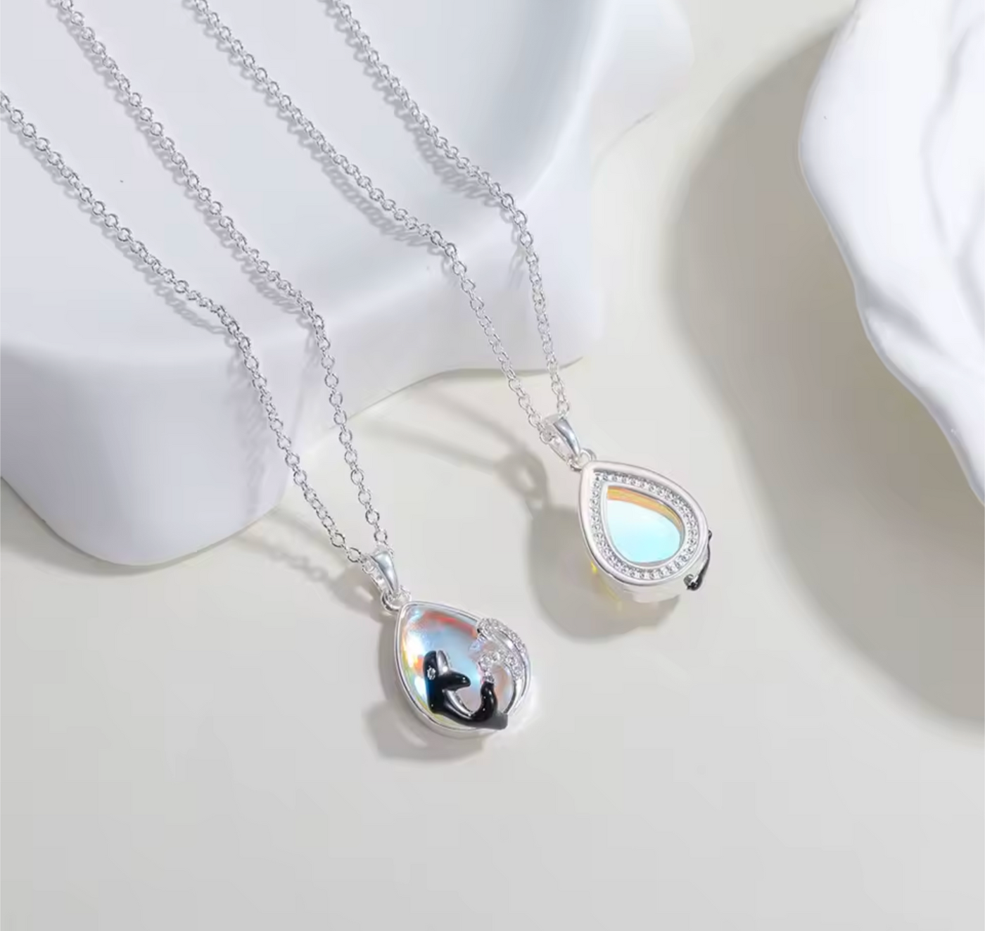 Moonstone Orca Pendant in 925 Sterling Silver - Truly Yours