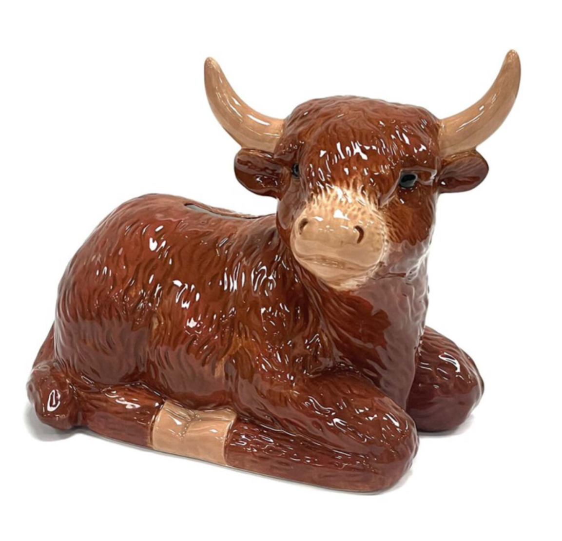 Ceramic Highland Cow Design Piggy Bank Ornament