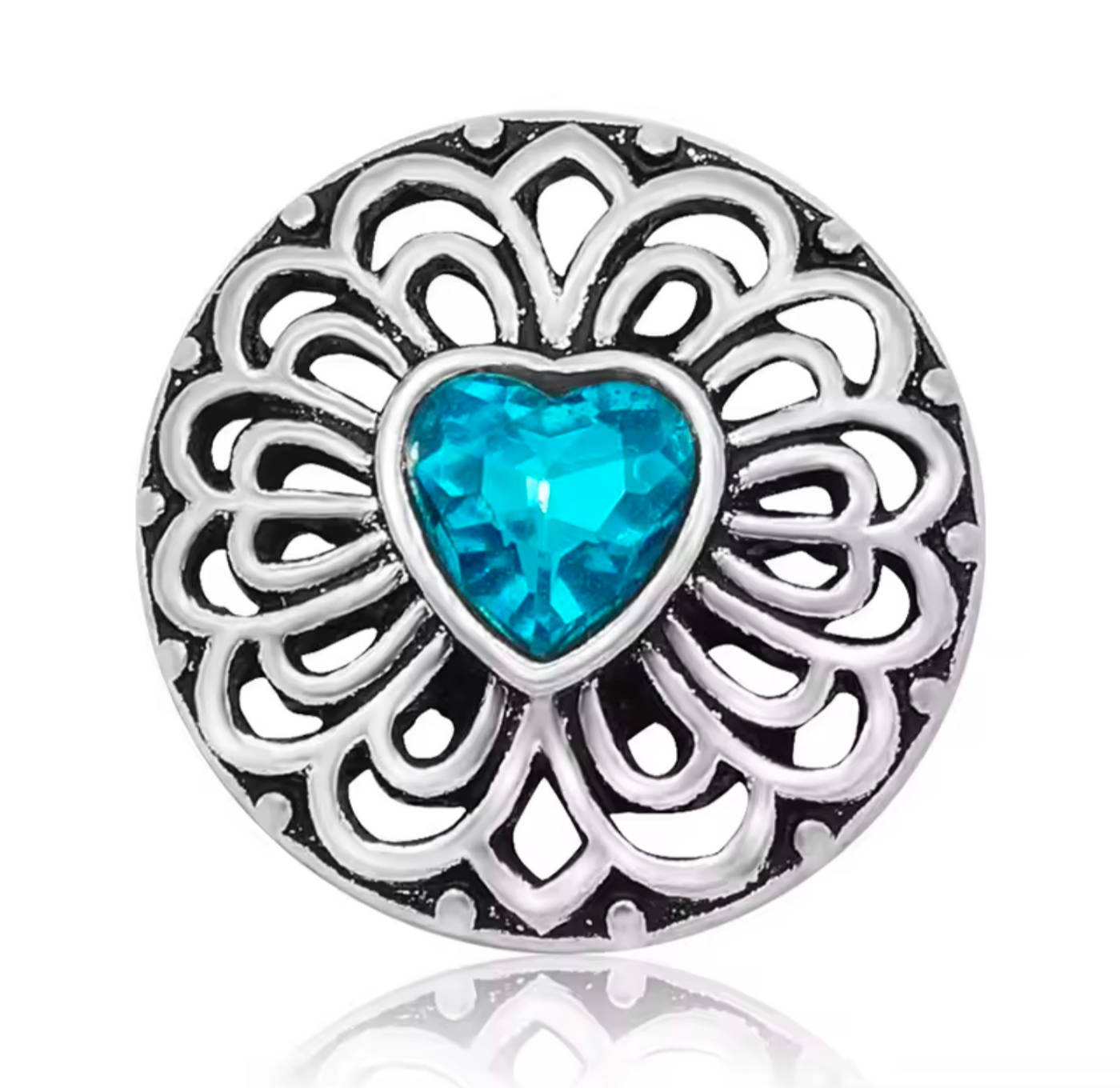 18mm Filigree Heart Snap Button Charms - Truly Yours