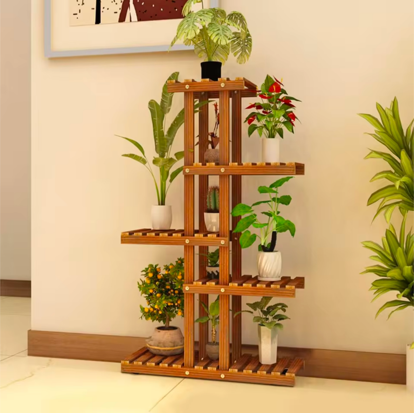 5-Tier Wooden Plant Stand – Multi-Level Indoor Flower & Succulent Display Shelf - Truly Yours