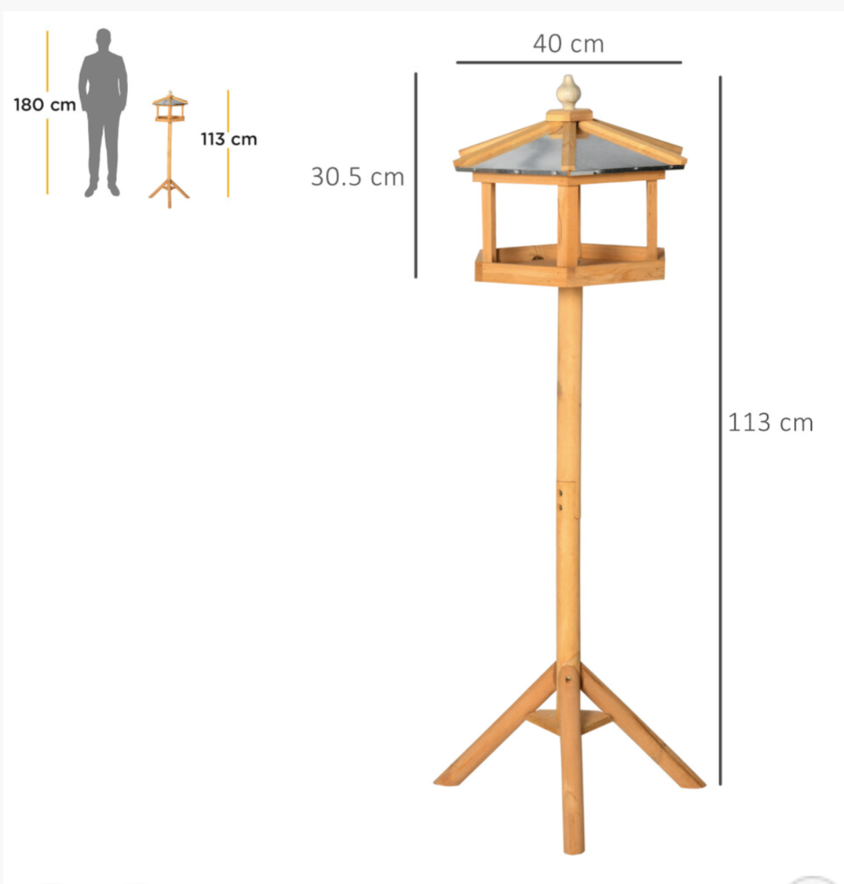 PawHut Wooden Bird Table Free Standing Feeder Garden and Backyard Station - Truly Yours