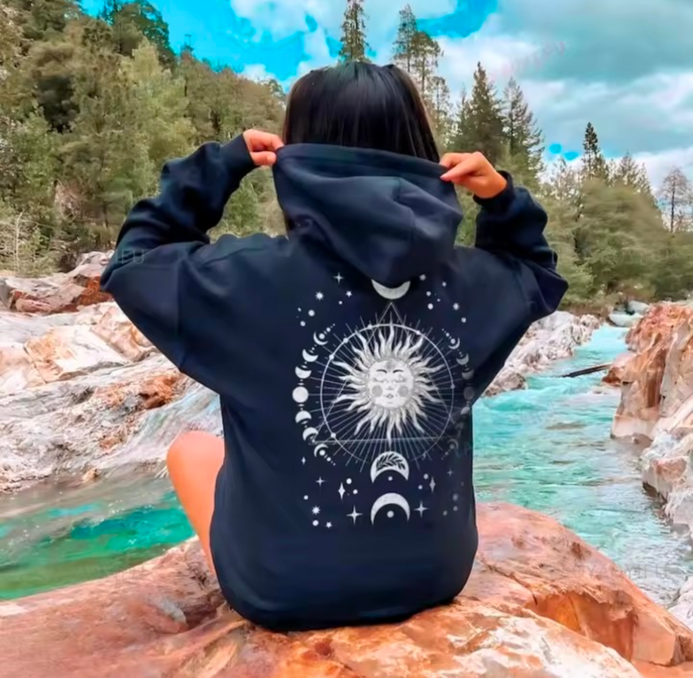 Celestial Sun and Moon Phase Hoodie - Truly Yours