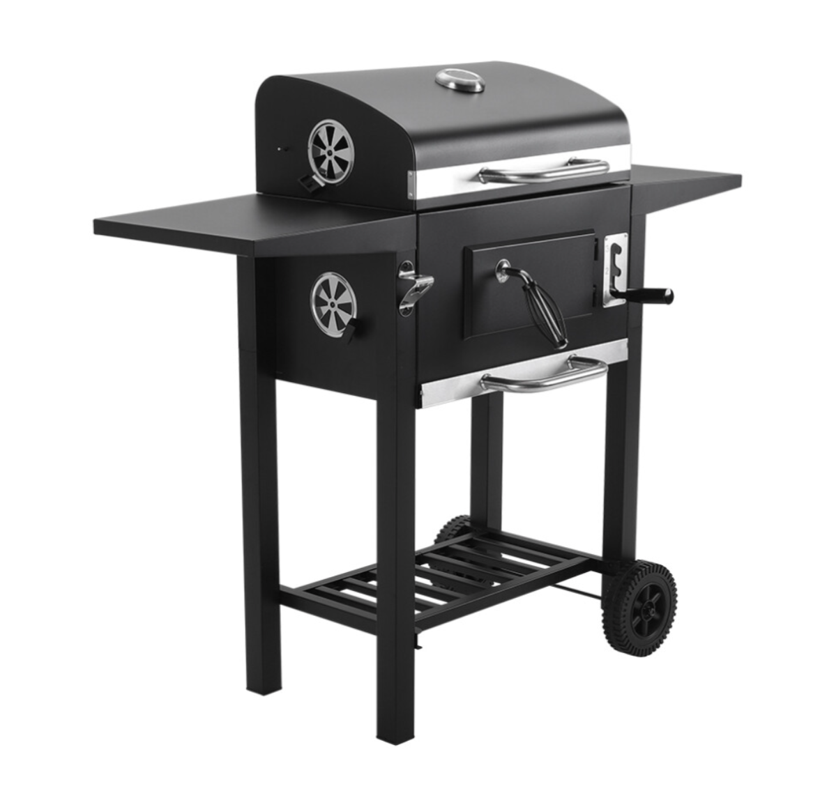 Garden Outdoor Charcoal BBQ Grill with Lid Cover Wheels and Side Tables - Truly Yours