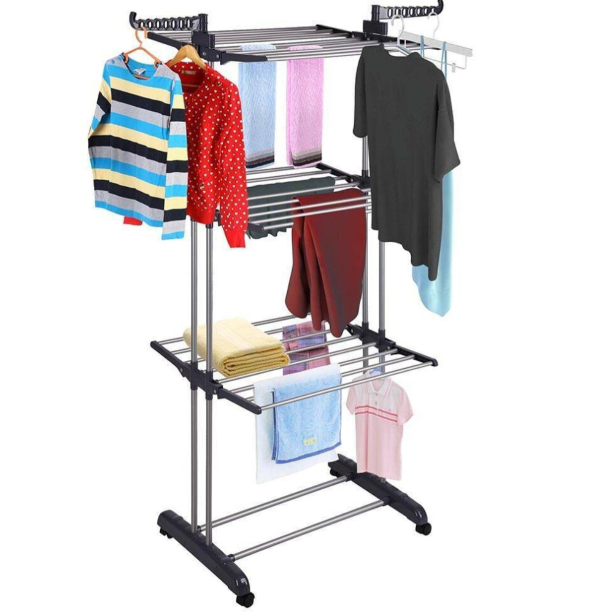 Folding Clothes Drying Rack - Multi-Tier Laundry Airer with Wheels - Truly Yours
