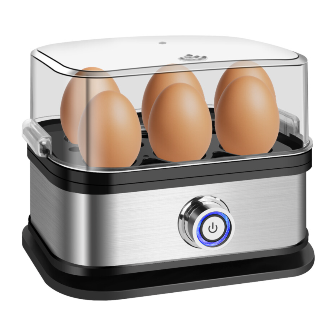 Electric Egg Cooker 6 Eggs Capacity for Soft/Medium/Hard Boiled Eggs, 350W Fast Cooking, BPA-Free Stainless Steel - Truly Yours