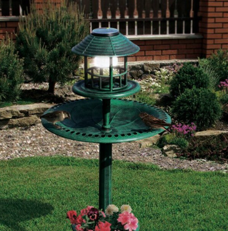 4-in-1 Solar Bird Hotel: Bird Bath, Feeder, Planter & Light - Truly Yours