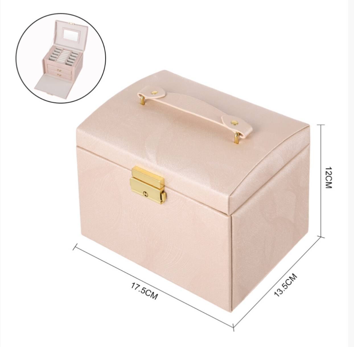 Multi-Function Faux Leather Jewellery Storage Box with Drawers - Truly Yours