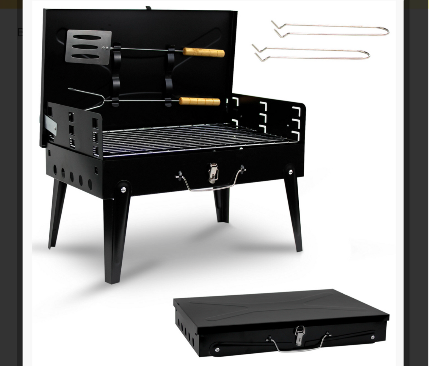 Portable Foldable Suitcase Charcoal BBQ Grill with Integrated Utensils and Carrying Handle - Truly Yours