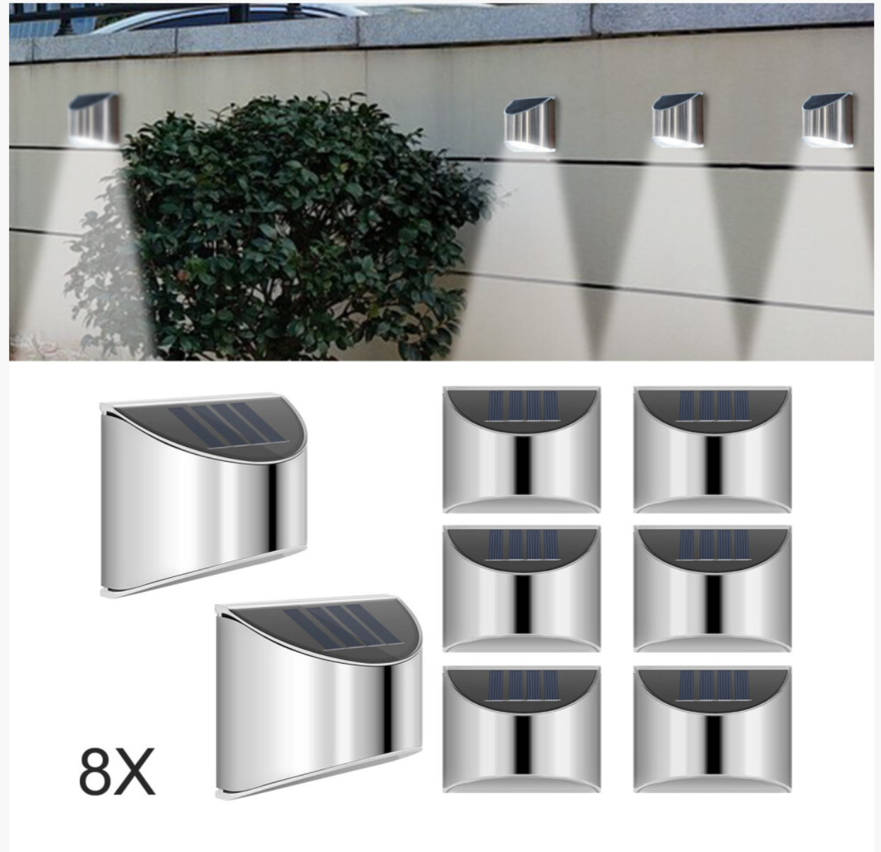 8Pc LED Solar Power Garden Fence Lights Wall Light Patio Outdoor Security - Truly Yours