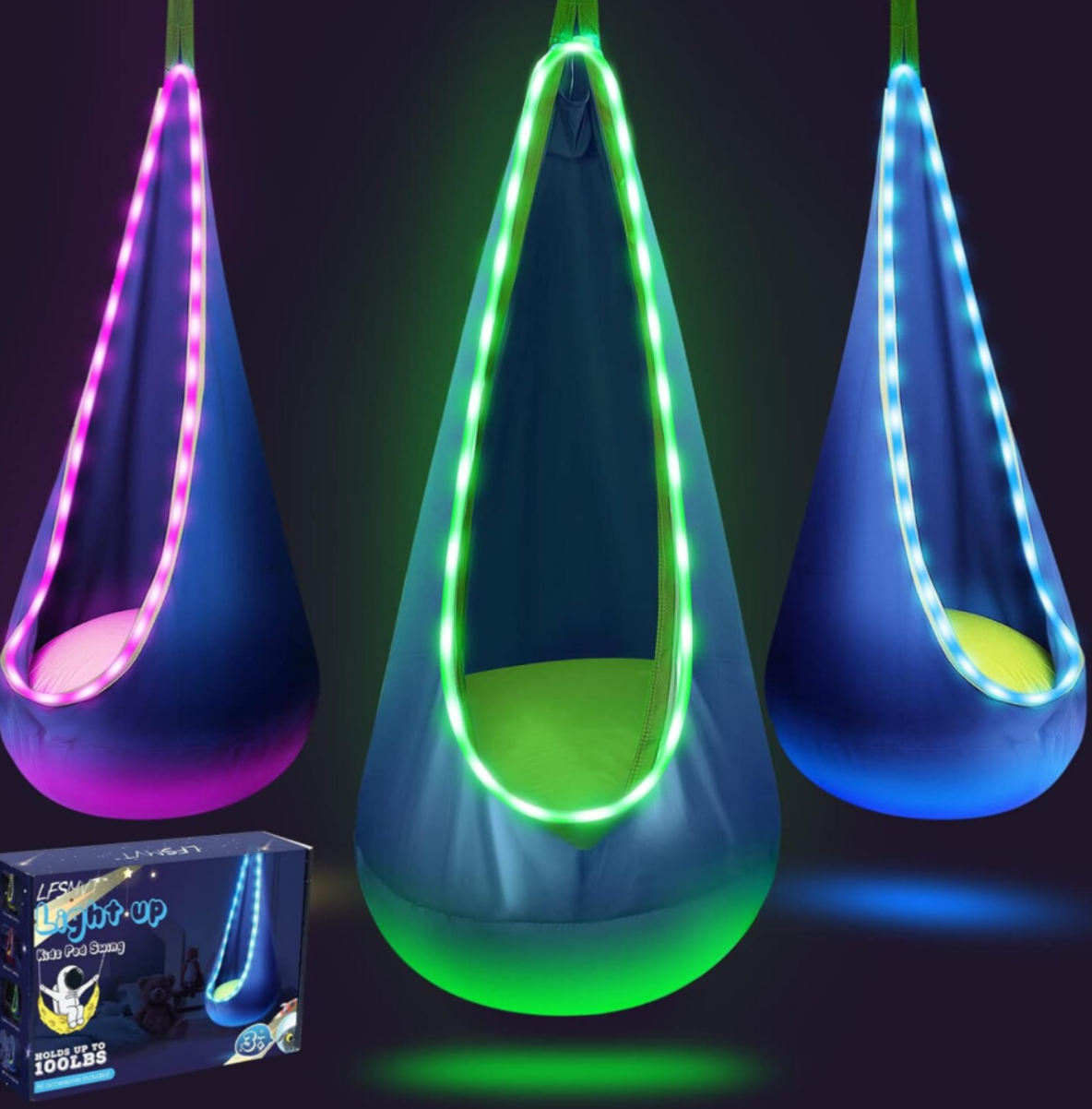 Sensory Swing Chair, Hammock Chair with Innovative LED Lights & Inflatable Pillow - Truly Yours