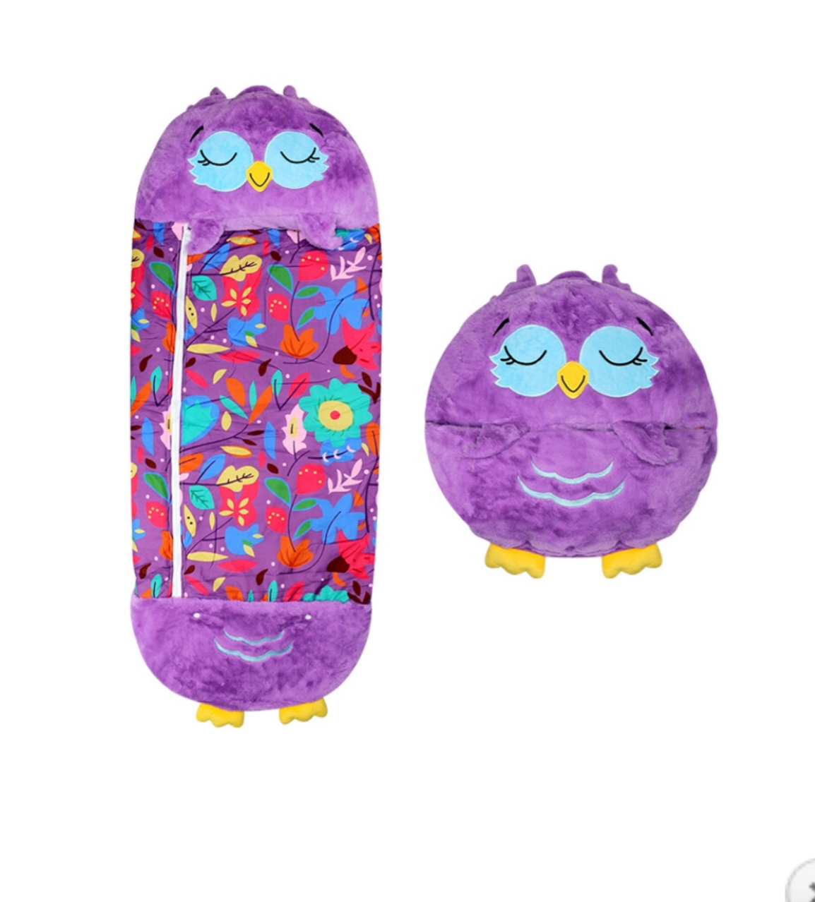 Cute Owl Kids Sleeping Bag – Soft Plush Foldable Nap Mat with Pillow - Truly Yours