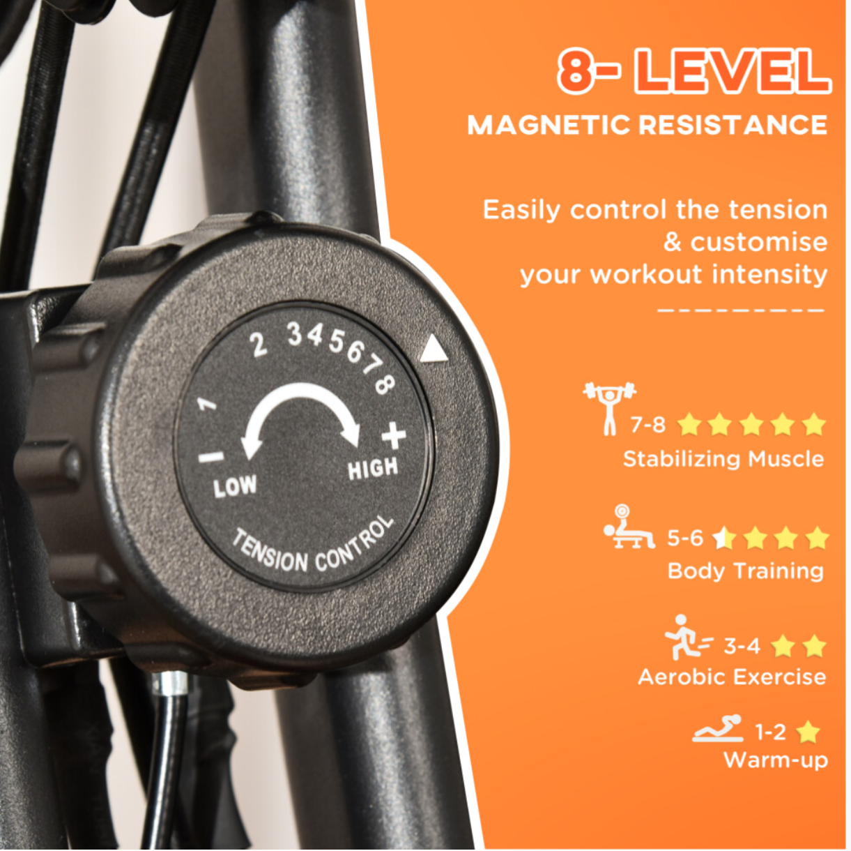 2-In-1 Folding Exercise Bike with 8-Level Magnetic Resistance Red - Truly Yours