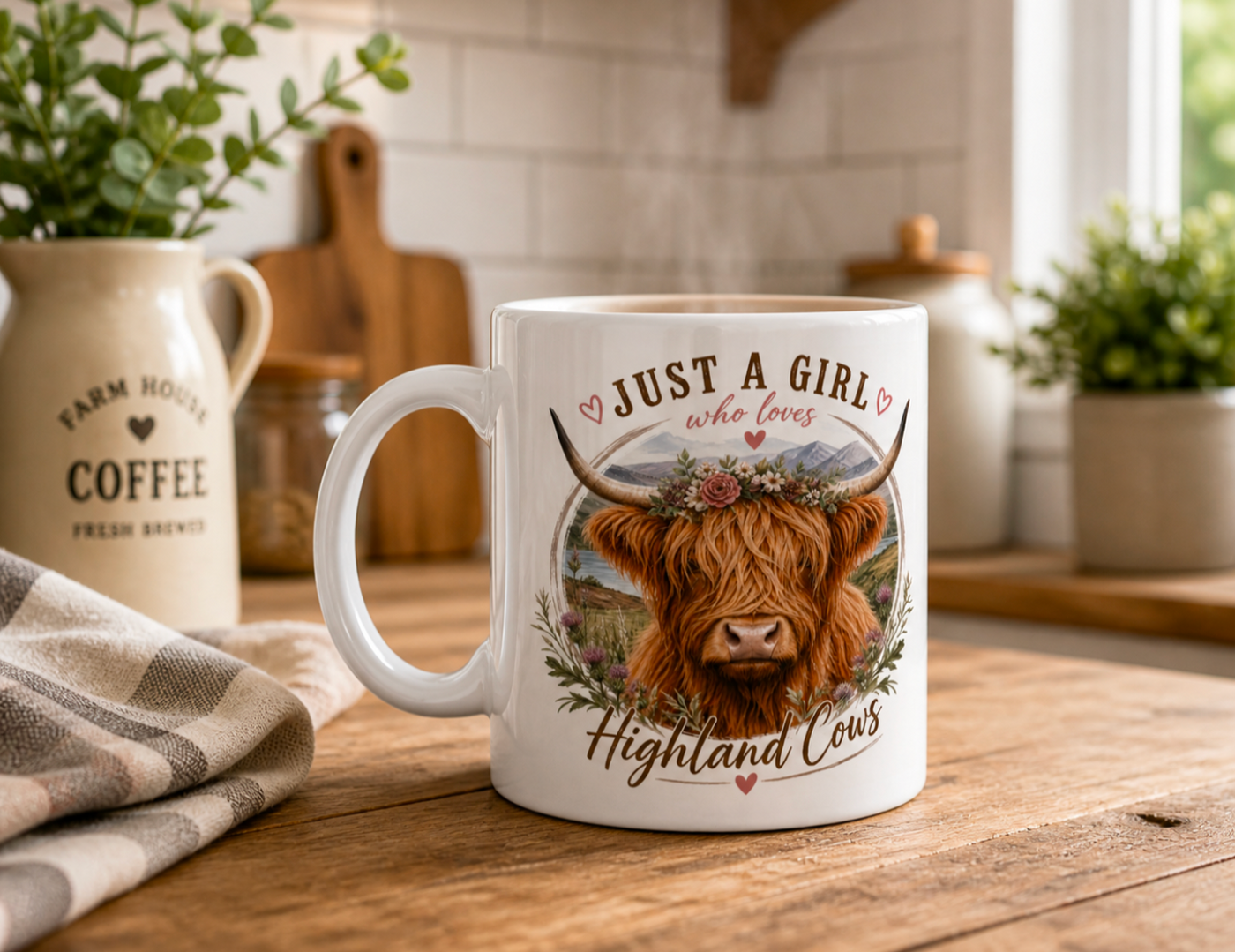 Farmhouse Highland Cow Mug – Cute Cow Lover Gift for Coffee & Tea Lovers - Truly Yours
